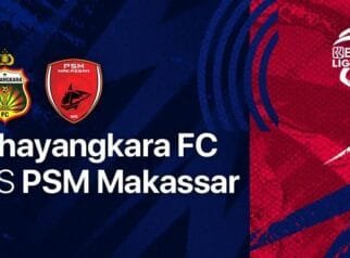 Banner Bhayangkara Presisi VS PSM Makassar.