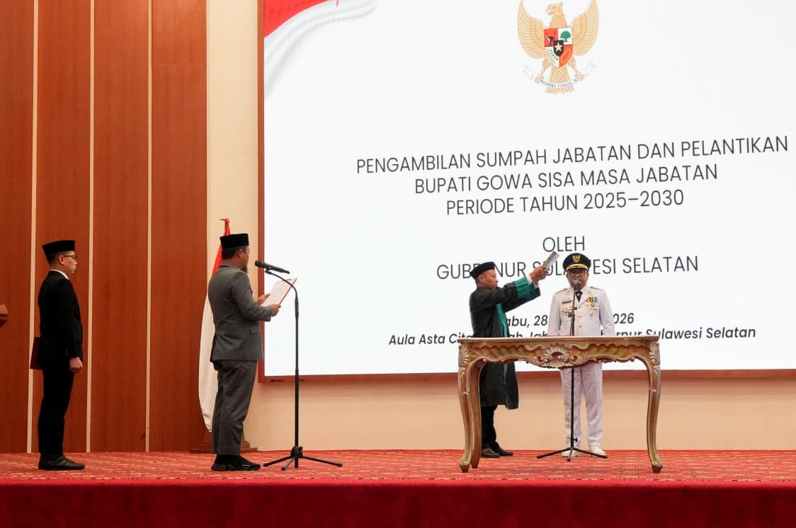 Darmawangsyah Muin Dilantik sebagai Bupati Gowa, Gubernur Sulsel Tekankan Pelayanan dan Percepatan Pembangunan